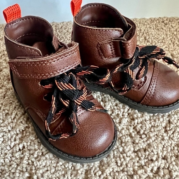 Carter’s Brown Booties with Velcro strap. Size 4 - Picture 2 of 3